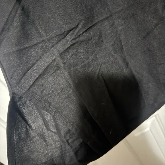 Premise Black Linen Blend Tunic Top with White Crochet Neckline~ Size Medium - Picture 4 of 5